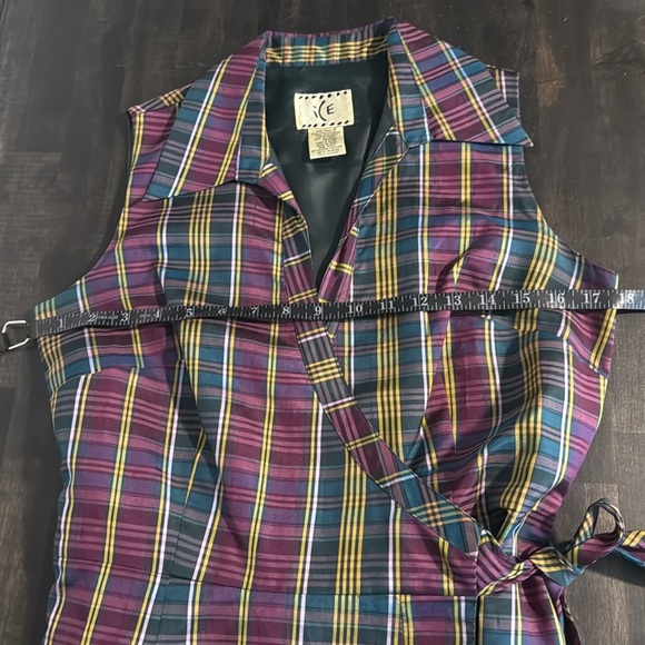 ICE Plaid Silk Collared True Wrap Dress Size 6 - Picture 5 of 6